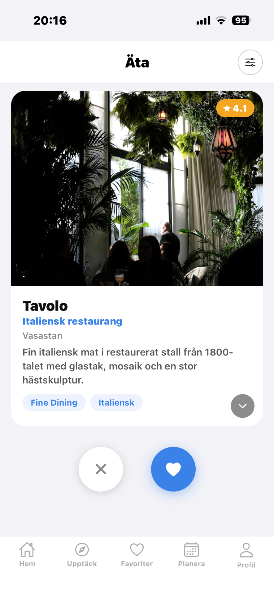 Äta - swipa bland restauranger